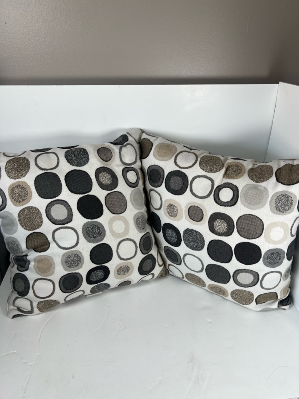 Sunbrella  Neutral Circle Pattern Accent Outdoor Pillow Set Cream, Black & Taupe